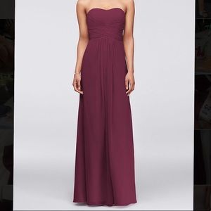 David’s Bridal Strapless Chiffon Dress w/ Pleats